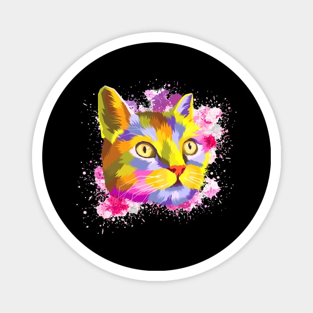 Pop Art Cat Magnet by Foxxy Merch